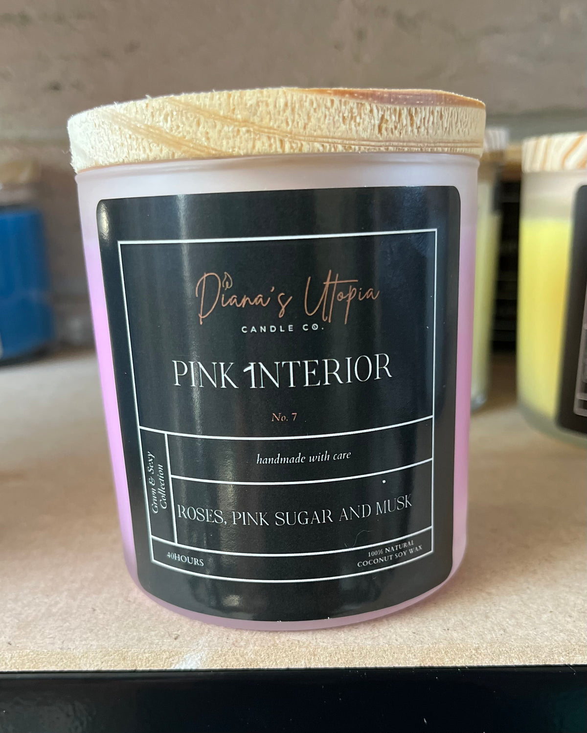 Pink Interior candle with a soft, warm fragrance mood